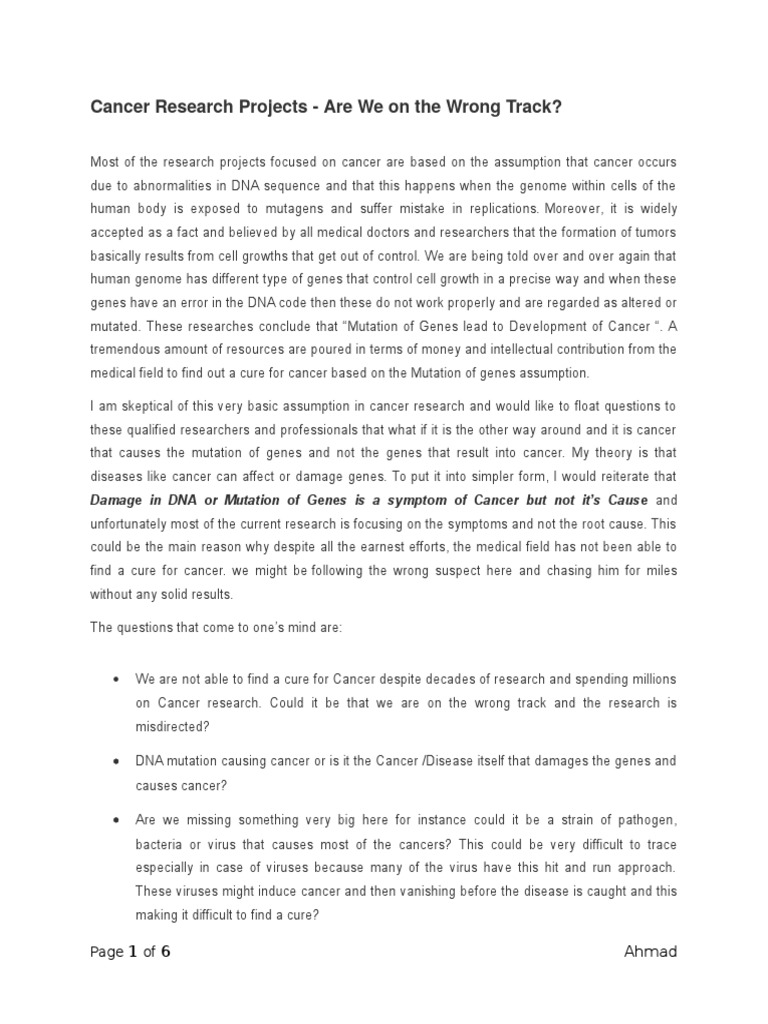 Rethinking Cancer Research Assumptions | PDF | Cancer Research | Cancer