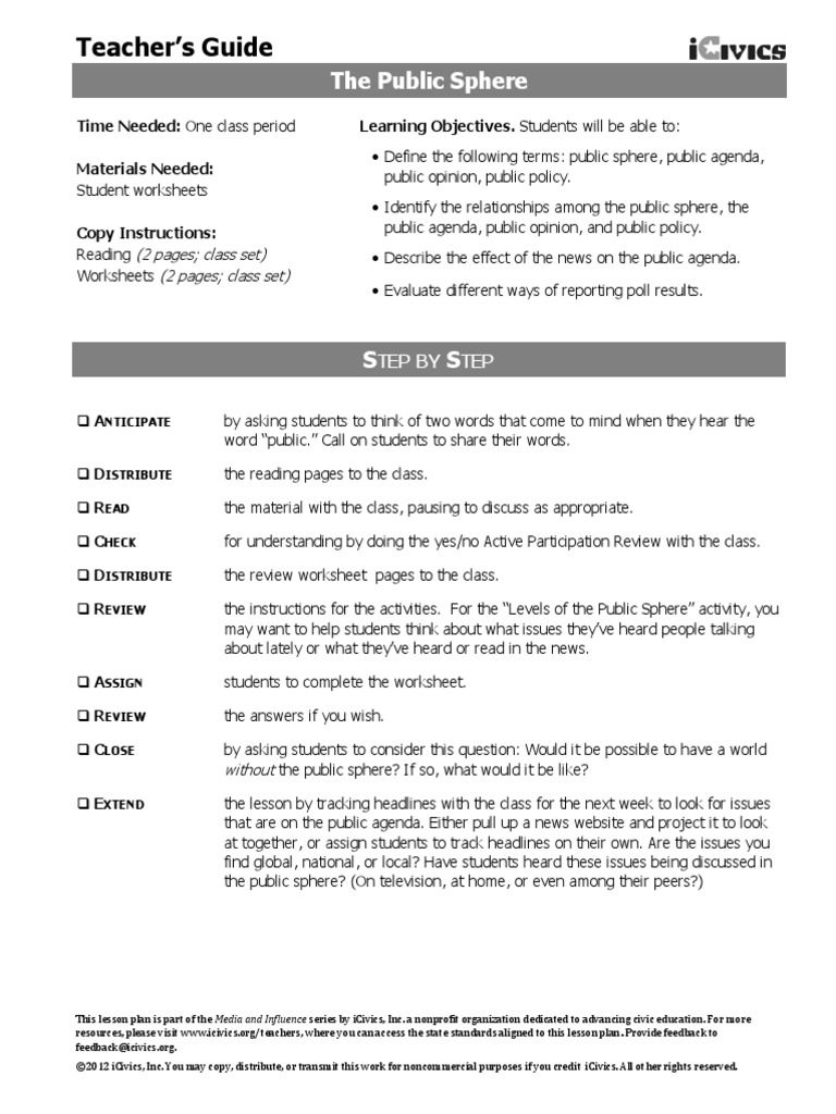Public Sphere Public Opinion Lesson Plan