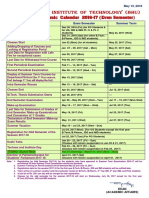 IIT BHU 2016-17 Academic Calendar