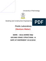 Fluids Laboratory:) Venture Meter (
