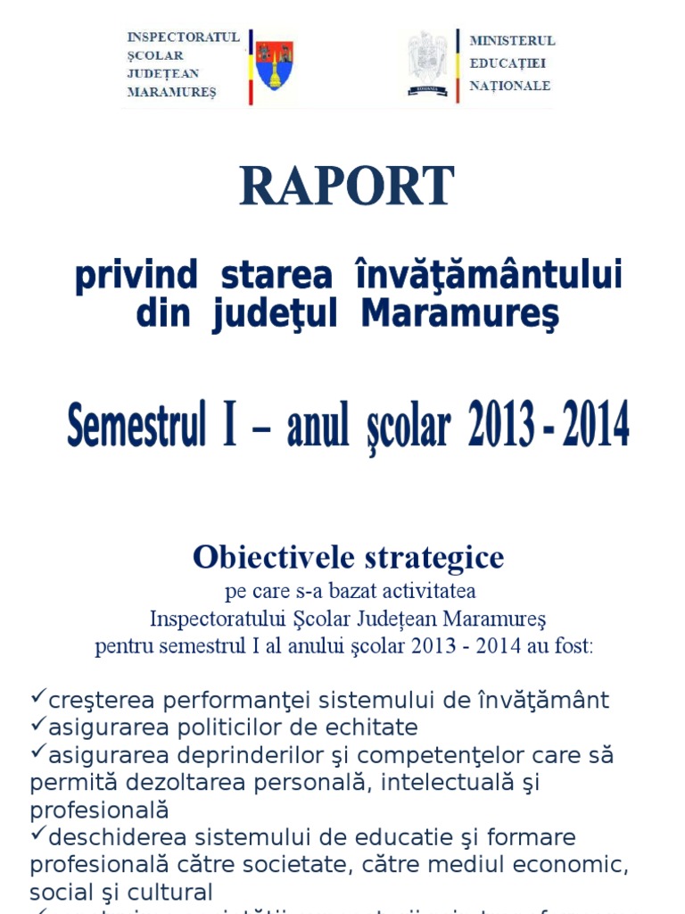 Starea Invatamantului Sem 1 2013 2014