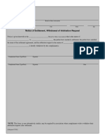 Form #A-17a: Notice of Settlement, Withdrawal of Arbitration Request