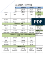 Class 6g Timetable 2015 - 2016