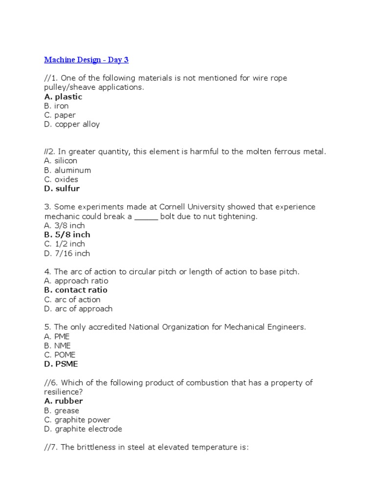 Machine Design Quiz: Day 3 Insights | PDF | Plasticity (Physics ...