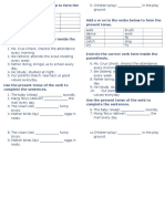 Add S or Es To The Verbs Below To Form The Present Tense