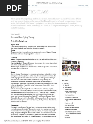 Literature Class_ to an Athlete Dying Young