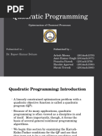 Quadratic Programming: Optimization of Chemical Processes