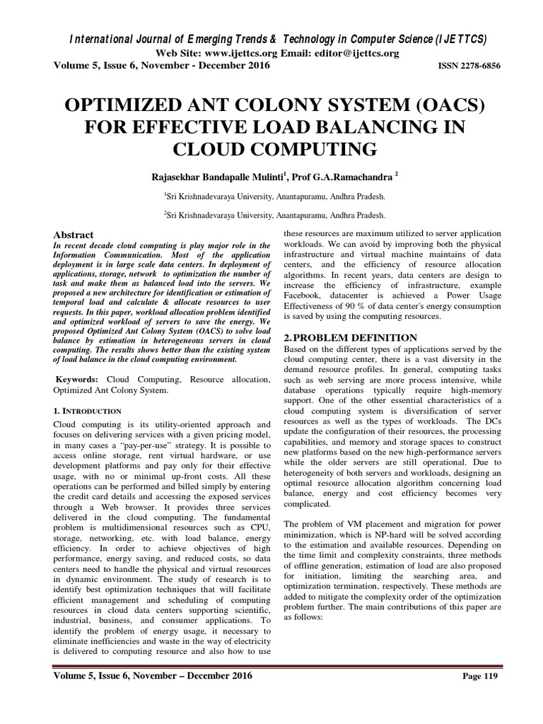Optimized Ant Colony System for Load Balancing | PDF | Cloud Computing ...