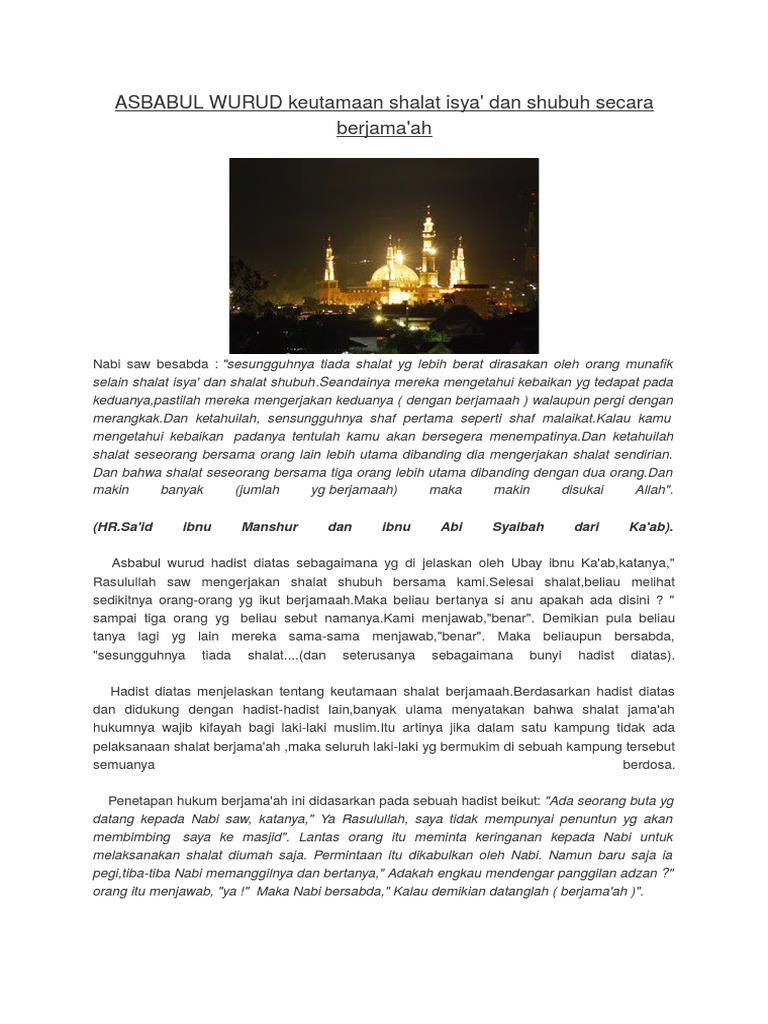 Asbabul Wurud Keutamaan Shalat Subuh