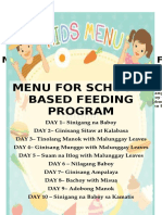 Menu For School - Based Feeding Program