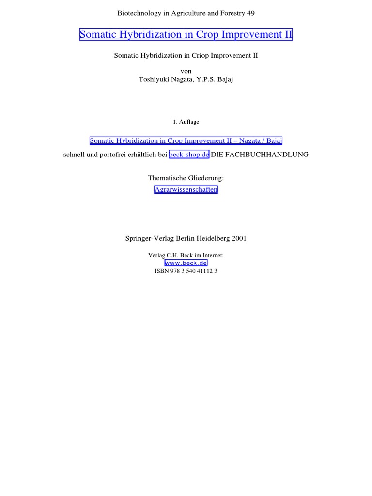 Somatic Hybridization In Crop Improvement Ii Domesticated - 