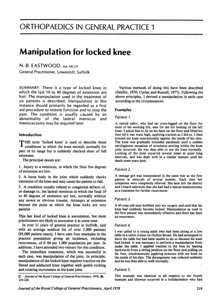 Knee Manipulation PDF Orthopedic Surgery Knee