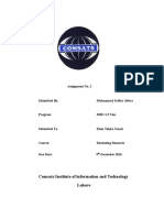 Marketing Research Due On 9th December