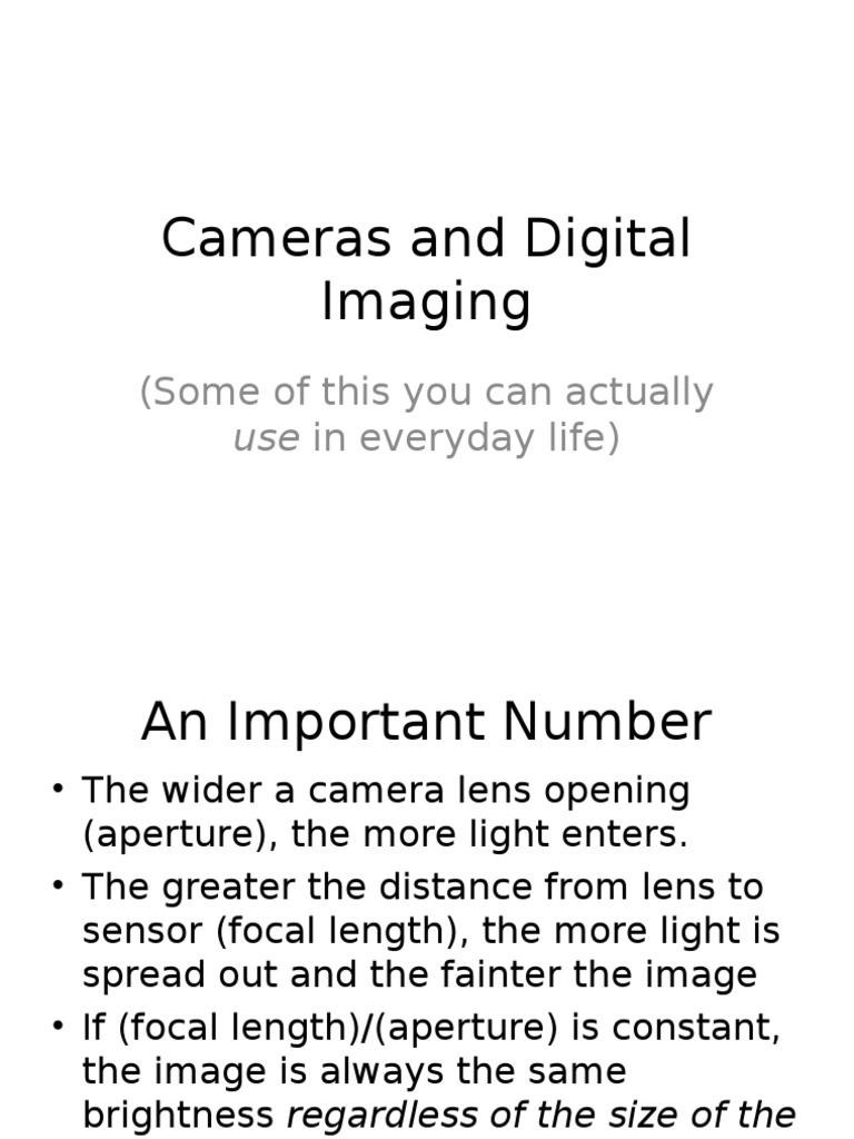 Cameras and Digital Imaging PDF Pixel Aperture