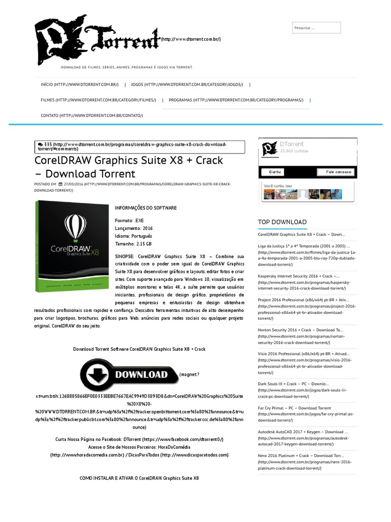 CorelDRAW Graphics Suite X8 + Crack - Download Torrent | Protocolo.