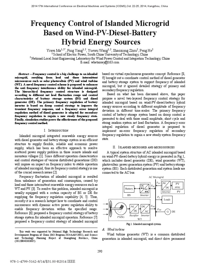 Frequency Control of Islanded Microgrid Based On Wind-PV-Diesel-Battery ...