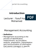 Managerial Accounting: Lecturer: Yusuf Hussein Mohamed
