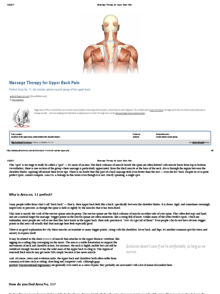 Massage Therapy for Upper Back Pain Elbow Myofascial Trigger Point