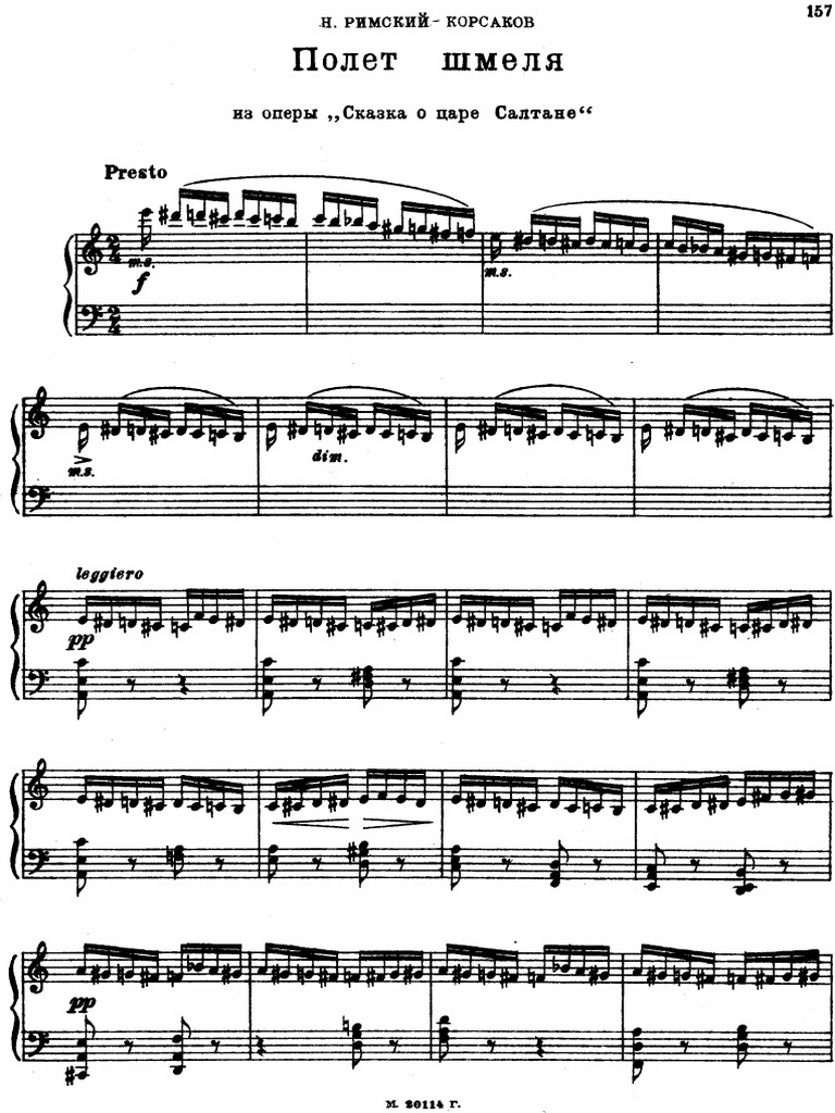 Rachmaninov Vuelo Del Moscardon (Arreglo) RimskyKorsakov PDF Entretenimiento (general