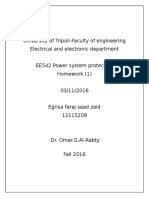 University of Tripoli-Faculty of Engineering Electrical and Electronic Department EE542 Power System Protection Homework (1) 03/11/2016 Egrisa Faraj Saad Zaid 12115209