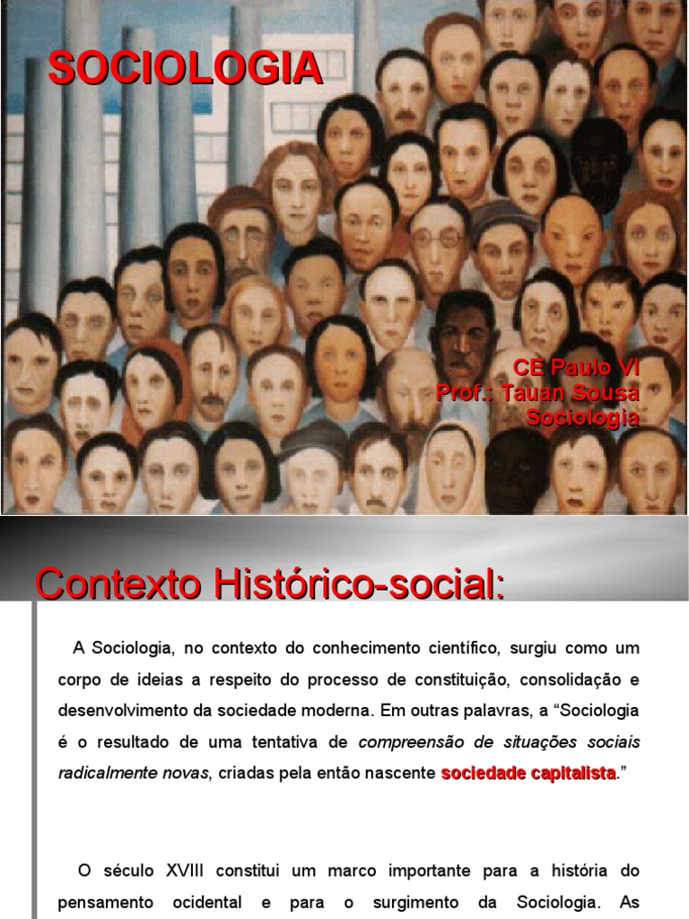 SLIDES SOBRE O SURGIMENTO DA SOCIOLOGIA para o Paulo VI Odf - Odp | PDF ...