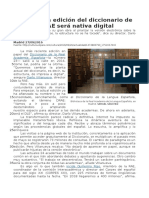 La Próxima Edición Del Diccionario de La RAE Será Nativa Digital