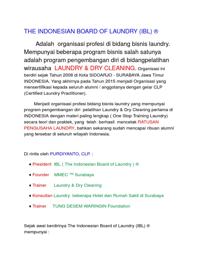 Pelatihan Laundry, Hub. 0821-4002-3060 | PDF
