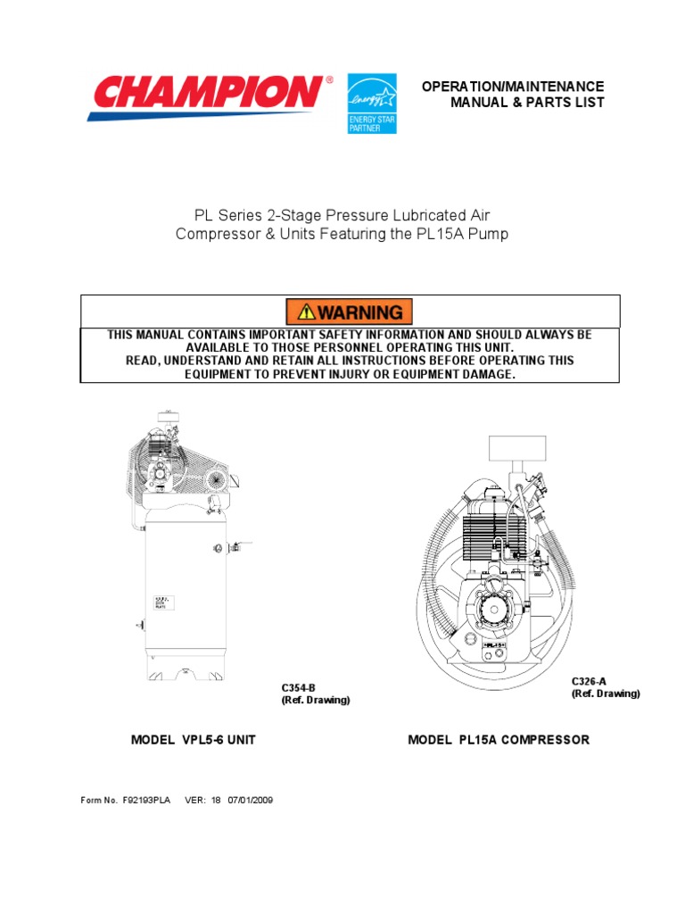 Champion Pl15 Manuals Gas Compressor Valve