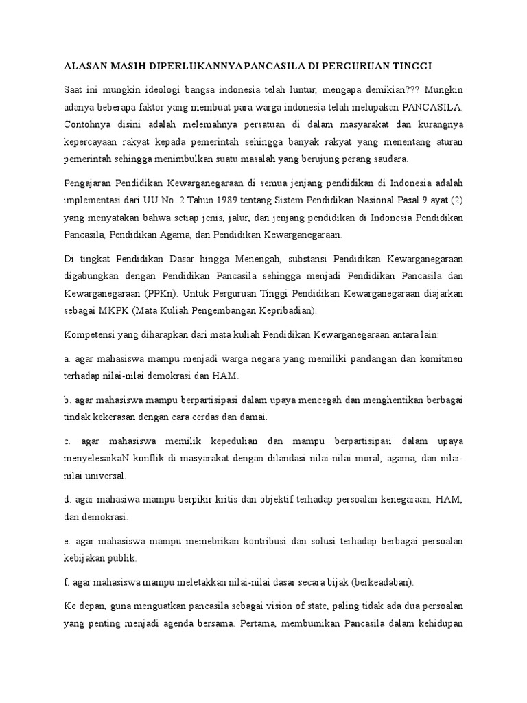 Alasan Mendasar Pentingnya  Pendidikan  Pancasila Di  Alasan Mendasar Pentingnya  Pendidikan  Pancasila Di