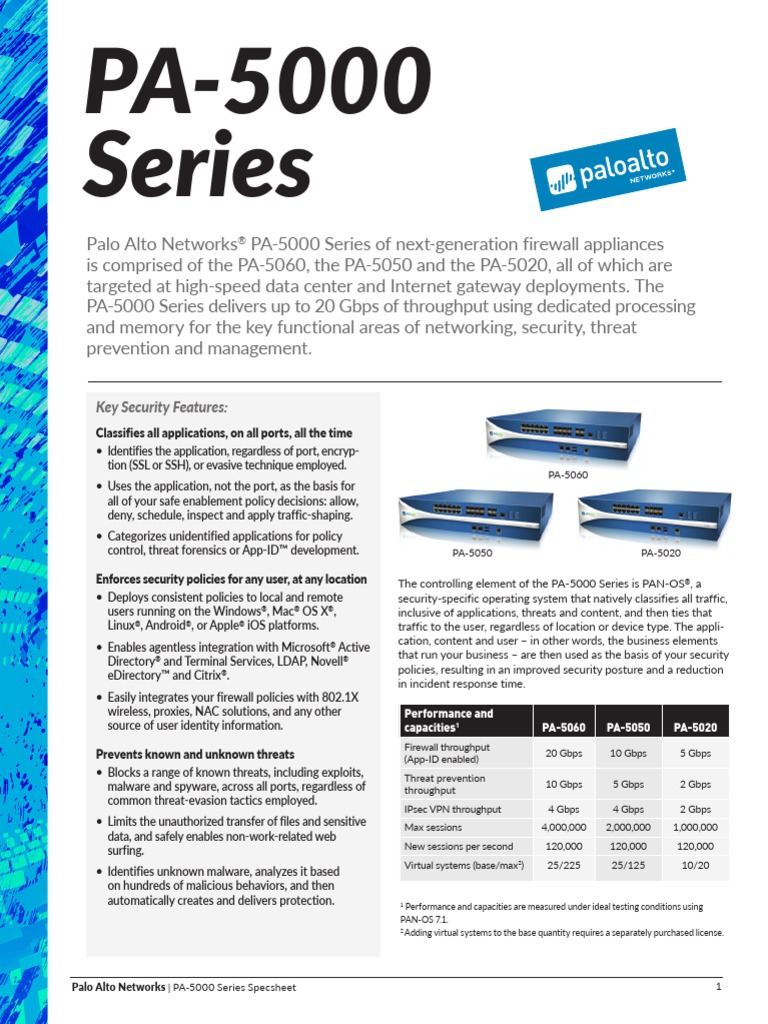 Key Security Features:: Palo Alto Networks - PA-5000 Series Specsheet ...