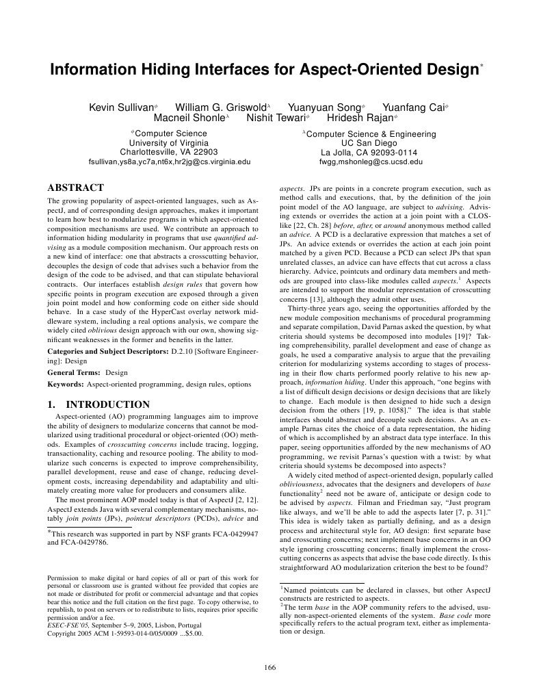 Information Hiding Interfaces For AspectOriented Design PDF