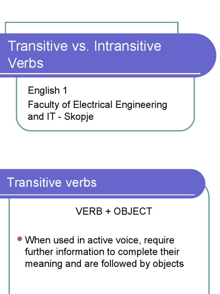 Transitive vs Intransitive Verbs