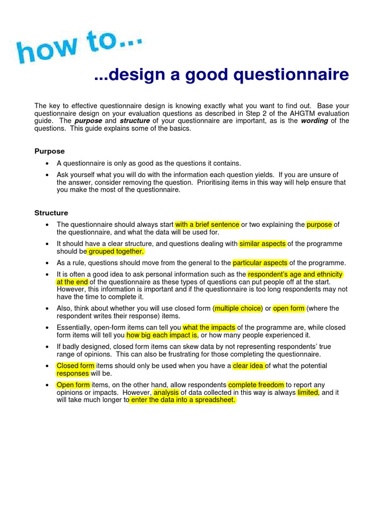 How To Design A Good Questionnaire