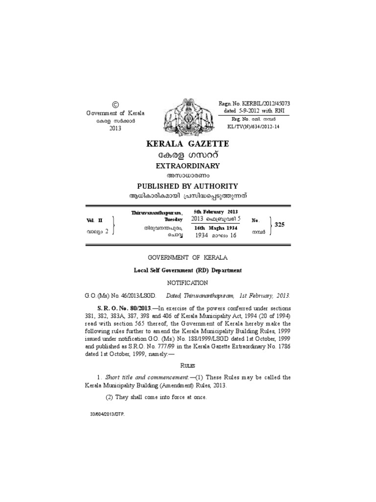 Kerala Municipal Building Rules 2013 PDF PDF