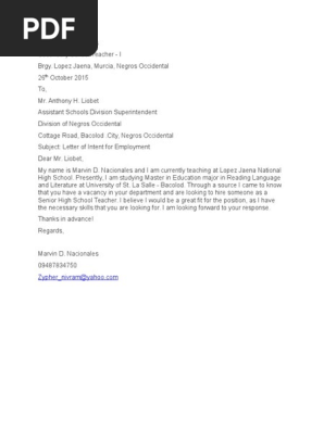 Letter of Intent