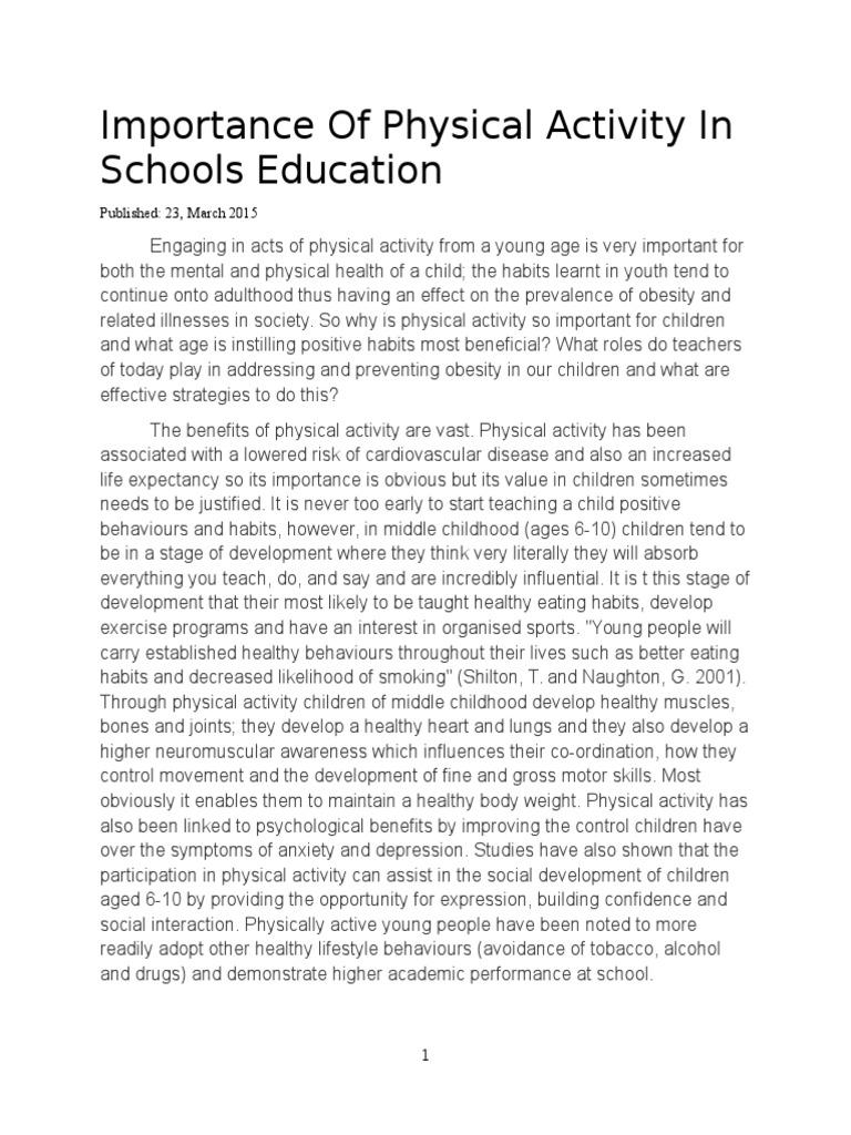 the importance of physical education essay