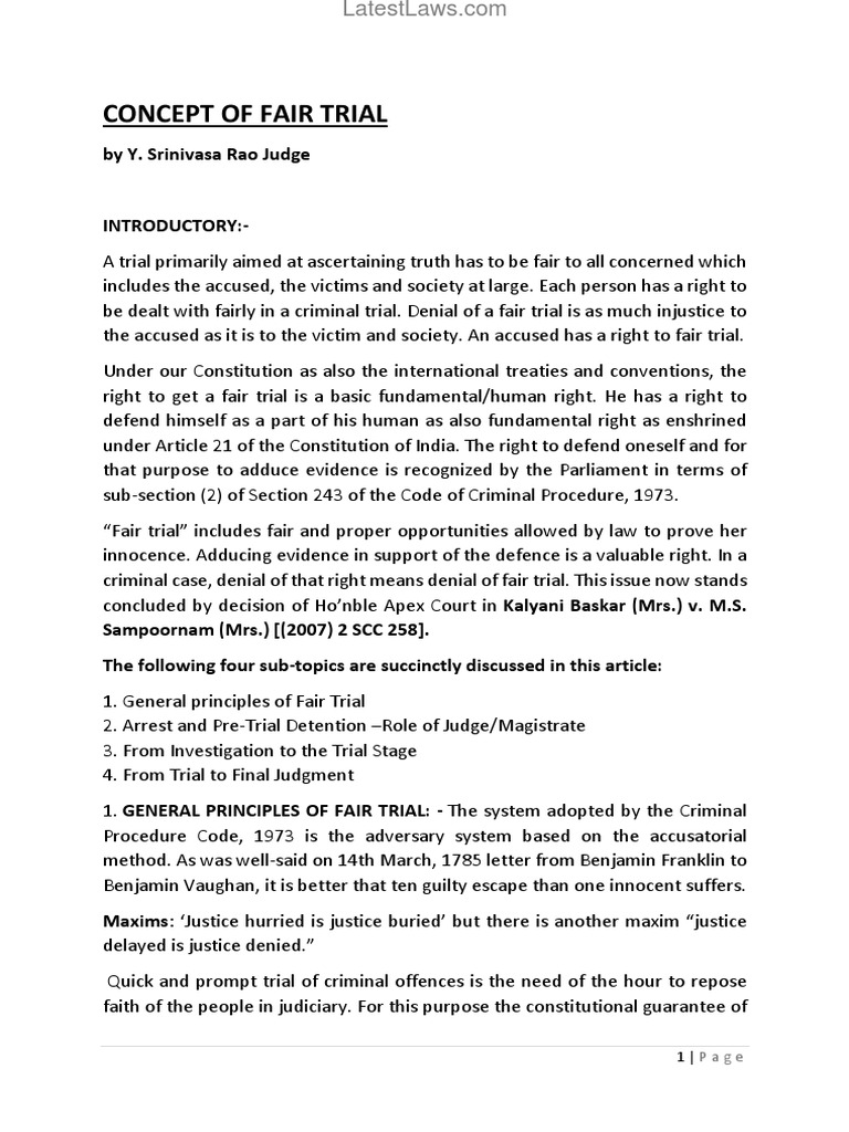 Features of Fair Trial in BNSS | PDF | Right To A Fair Trial | Bail