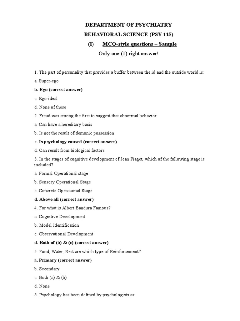 Behavioral Science Exam Preparation Guide | PDF | Recall (Memory) | Memory