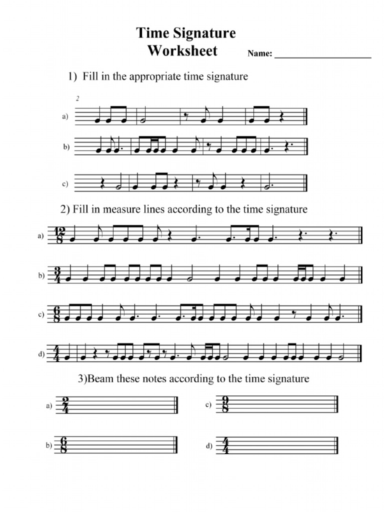 Time Signature Worksheet