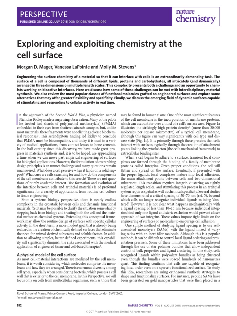 Exploring and Exploiting Chemistry at The Cell Surface | PDF | Integrin ...