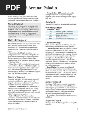 D D 5e Unearthed Arcana Paladin Oath Leisure