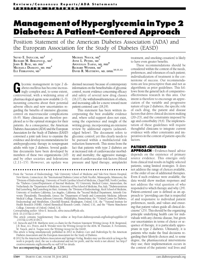 Guias 2012 Ada Easd | PDF | Glycated Hemoglobin | Diabetes Mellitus Type 2