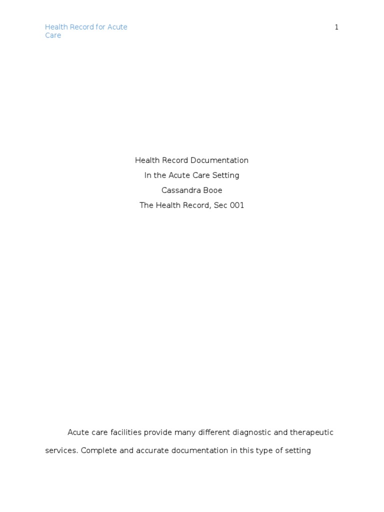 Improving Acute Care Documentation | PDF | Electronic Health Record ...