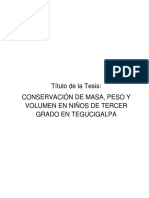 Conservacion de Masa Peso y Volumen en Ninos de Tercer Grado en Tegucigalpa