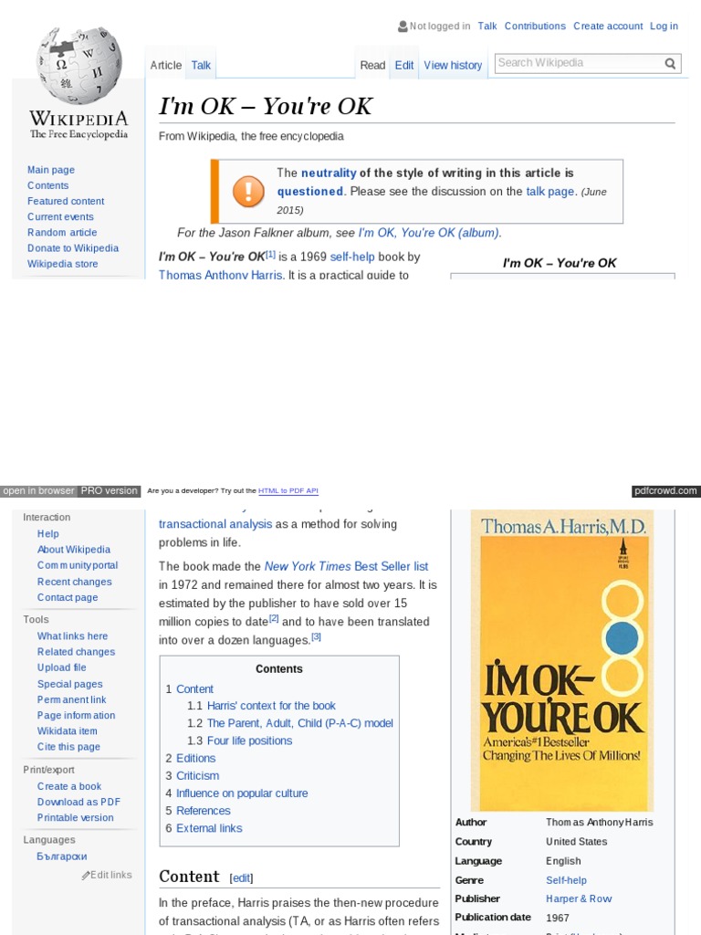 En Wikipedia Org Wiki I M OK E2!80!93 You Re OK PDF Psychology(01)