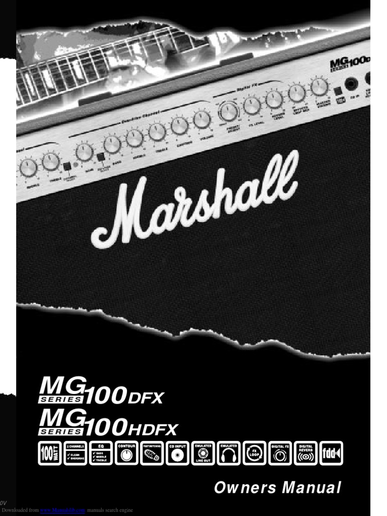 Marshall MG100HDFX Owners Manual PDF | PDF | Loudspeaker | Mains