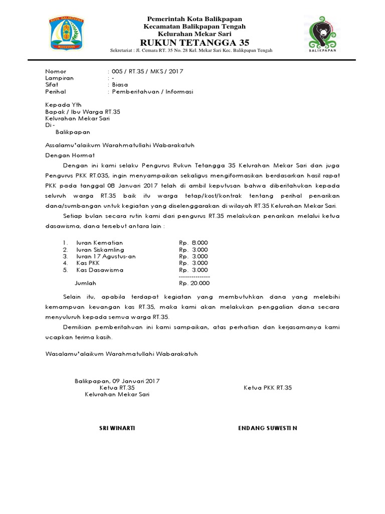 Surat RT | PDF