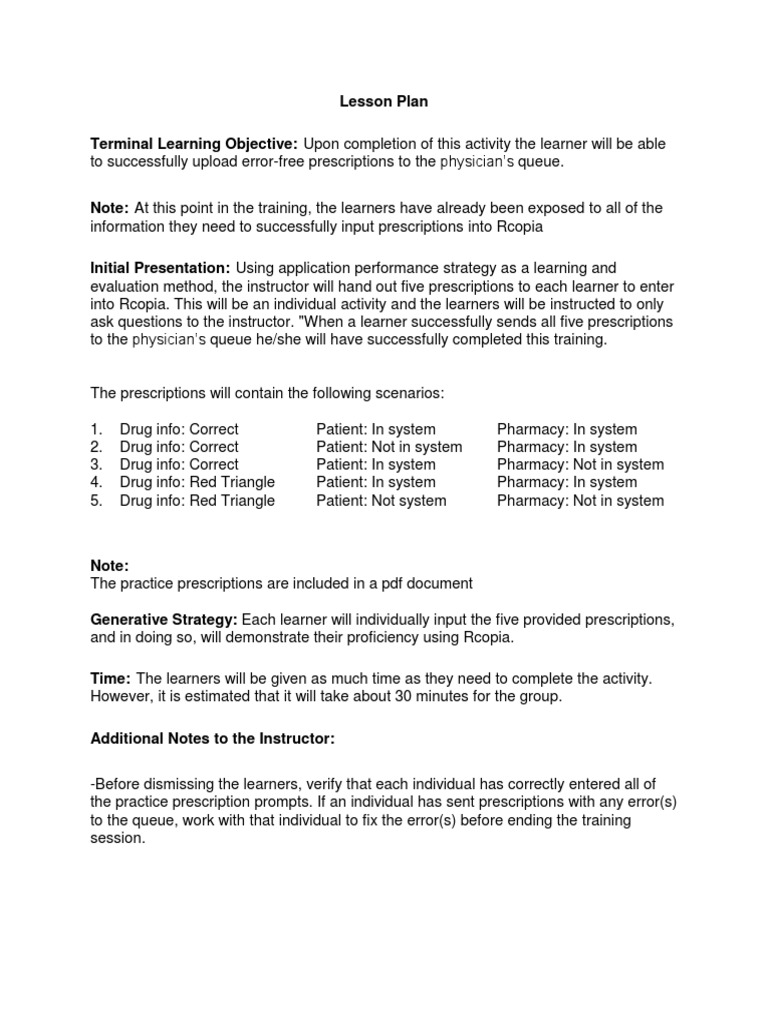 Lesson Plan Terminal Learning Objective | PDF