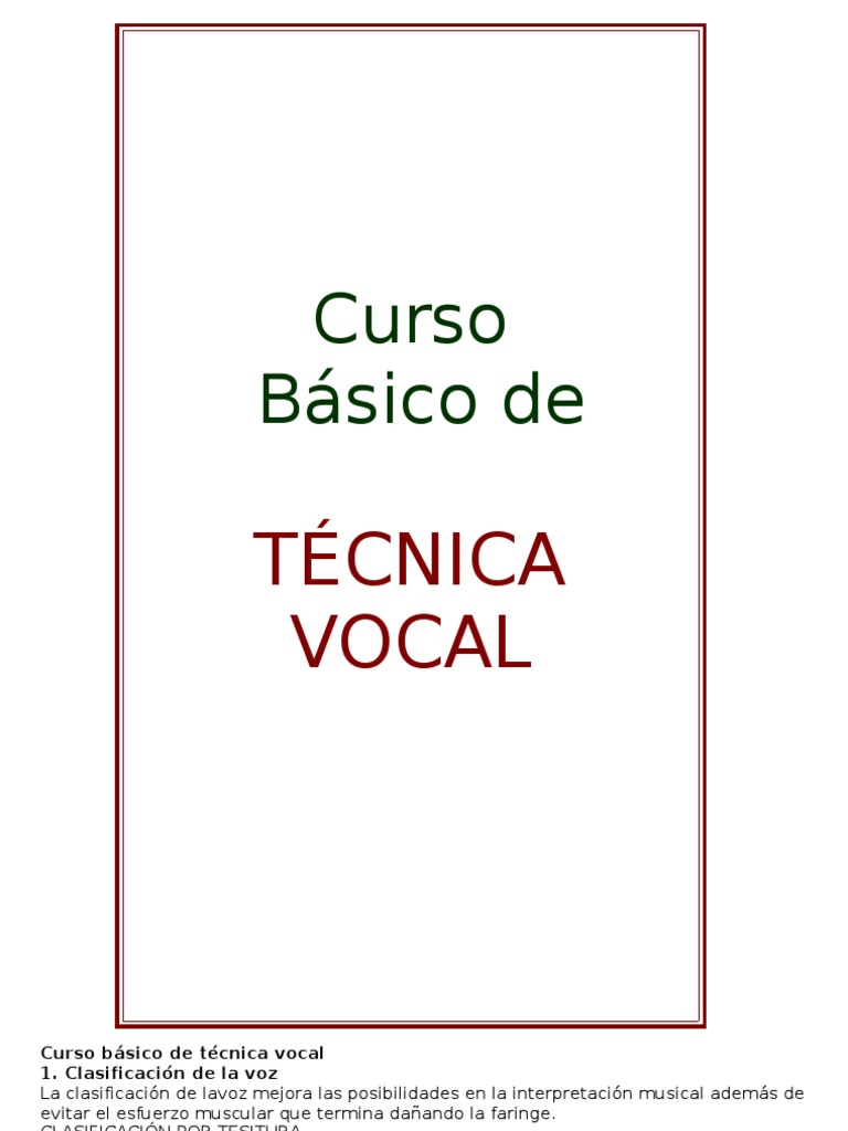 Curso Básico de Técnica Vocal | PDF | Vocal | Sonido