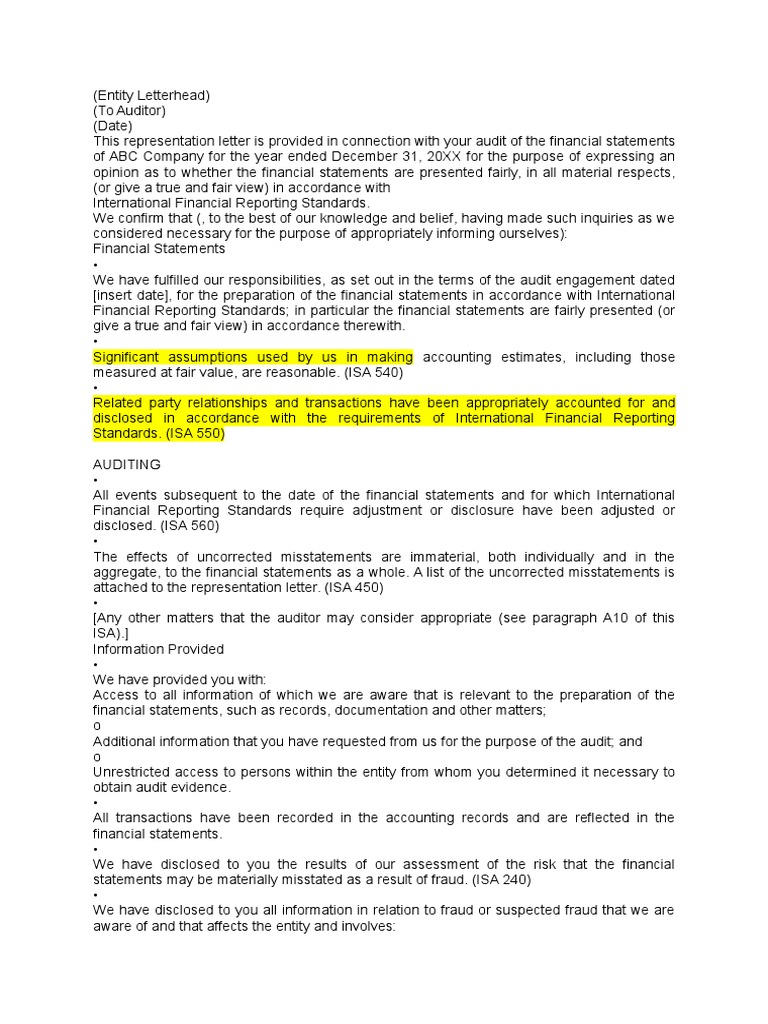 management representation letter format for tax audit 2023